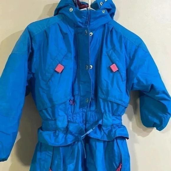 EUC Mobius Vintage 1990s Full Body Ski Suit- Youth Size 6 /8- Blue - Picture 2 of 6